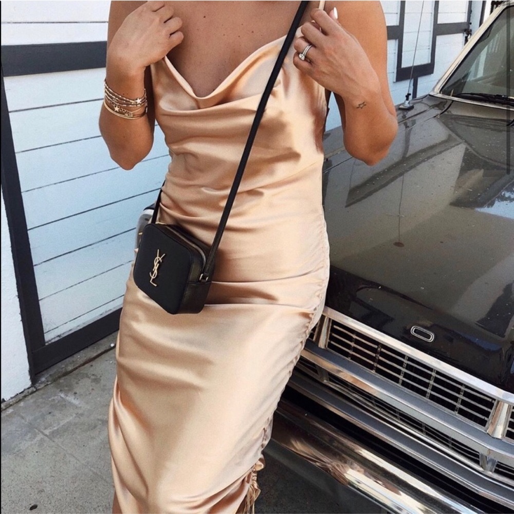 Shop Starlow Gold Satin Dress